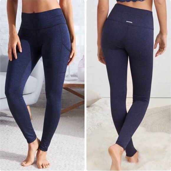 Aerie Navy Blue Space Dye Full Length Leggings With Pockets Size S - Picture 1 of 7